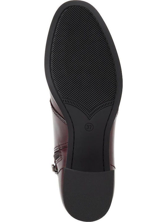 Leather Women's Ankle Boots Burgundy