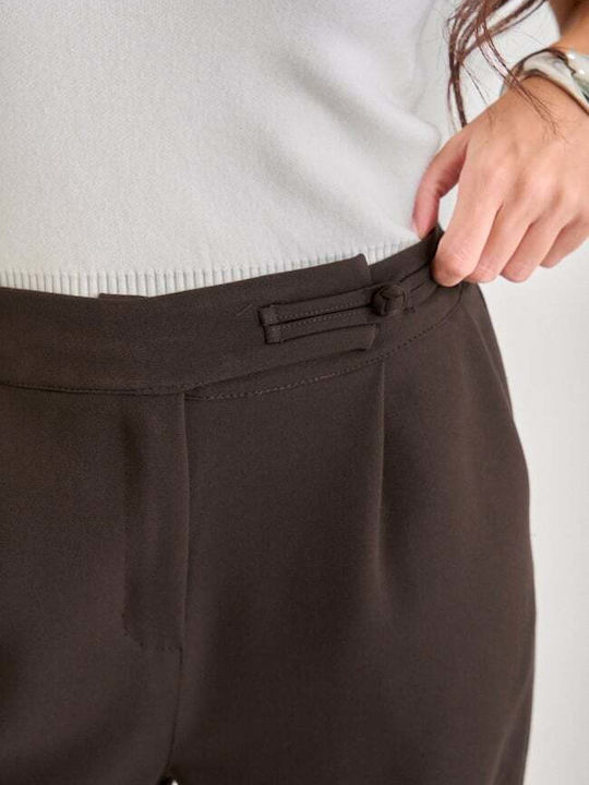 Women's Fabric Trousers Dark Brown