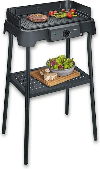 Severin Floor Standing Electric Aluminium Grill with Grooved Plate 2000W with Adjustable Thermostat 38x22cm