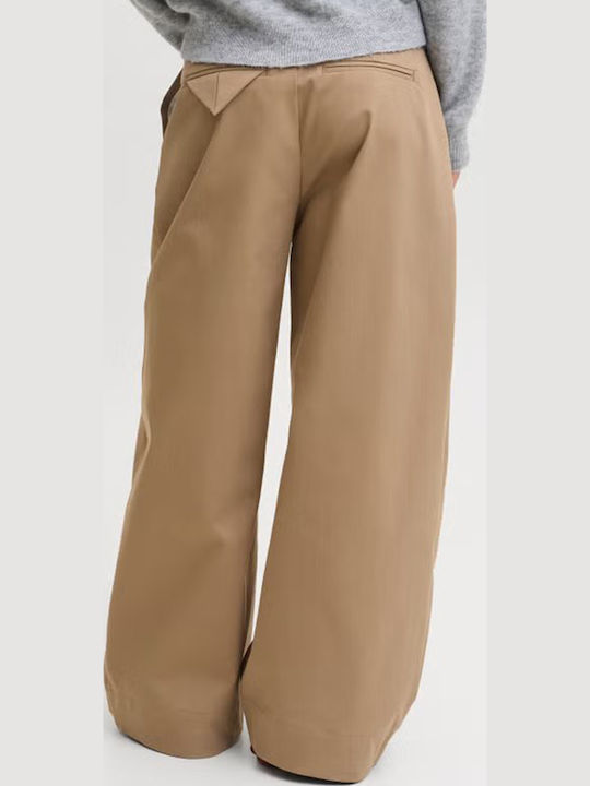 Damen Stoffhose in Baggy Bein Stil Petrified Oak