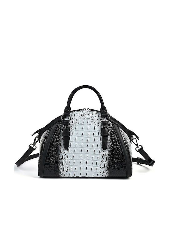 Leder Damenhandtasche Handtasche Schulter Crossbody Croco Weiß