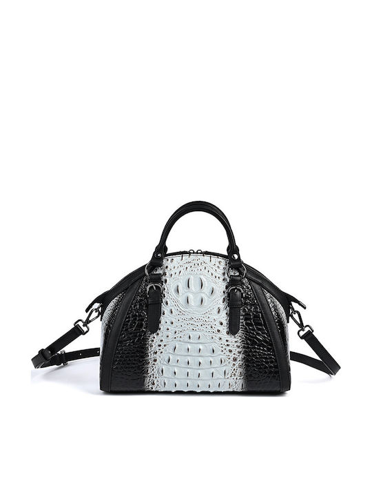 Leder Damenhandtasche Handtasche Schulter Crossbody Croco Weiß