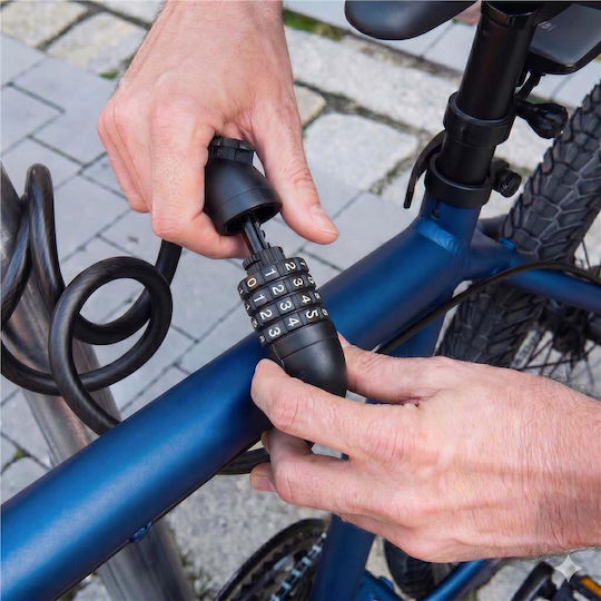 Bicycle Anti-theft Lock Metal Cable Combination Lock Frame Mount Holder 95 Cm Black