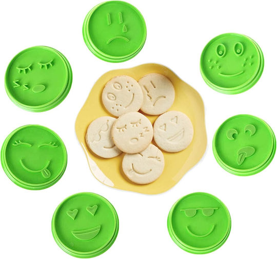 Set 7 Matrițe Pentru Tort Flippy Design Emoji Față Zâmbitoare Expresii Diferite 7.7 X 1.5 Cm Fabricate Din Pp Verde