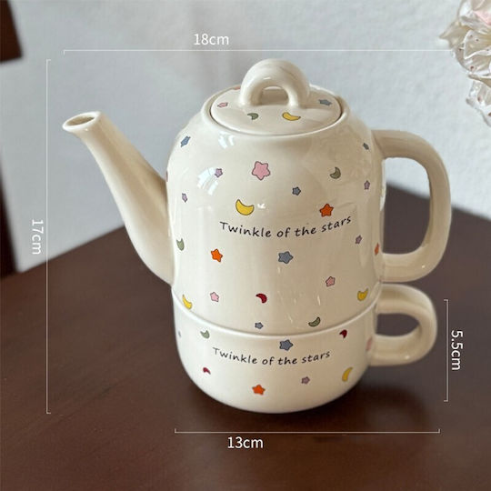Ceainic cu cană Ceramică Albă