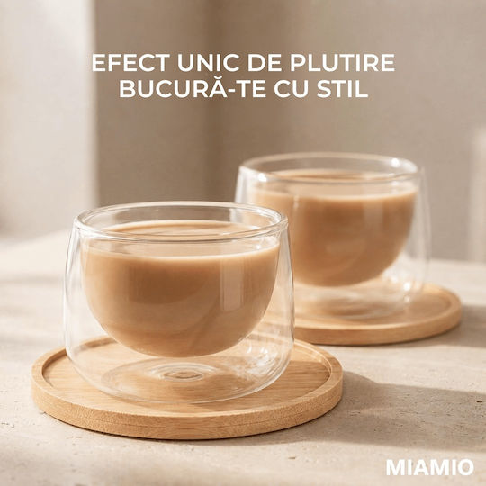 Miamio Set Cesti Cappuccino Din Sticlă Transparente 180ml 2 Bucăți