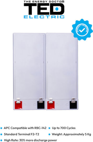 Battery Pack Compatible Apc Rbc142 24v 9.6ah 2x12v Ted Electric