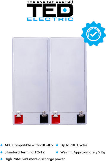 Battery Pack Compatible Apc Rbc109 24v 9.6ah 2x12v Ted Electric