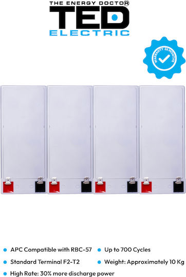 Battery Pack Compatible Apc Rbc57 48v 9.6ah 4x12v Ted Electric