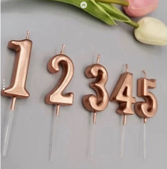 Lumânare De Tort Flippy Număr 1 Design Petrecere 4.5 X 2.5 Cm Parafină Rose Gold