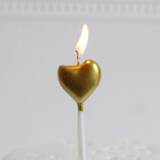 Cake Kerze Flippy Herz Modell Party 8.5 X 3 Cm Gold