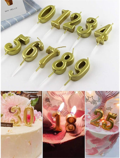 Cake Candle Flippy Number 8 Design Party 4.5 X 2.5 Cm Paraffin Gold