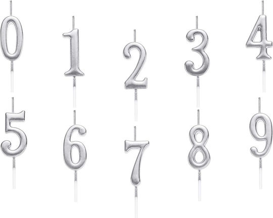 Cake Kerze Flippy Nummer 3 Design Party 4,5 x 2,5 cm Paraffin Silber