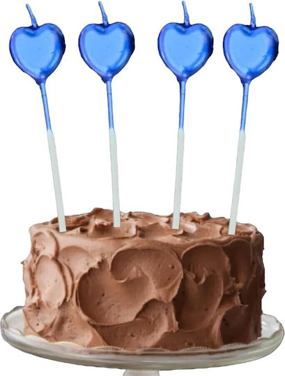 Cake Candle Flippy Heart Model Party 8.5 X 3 Cm Blue