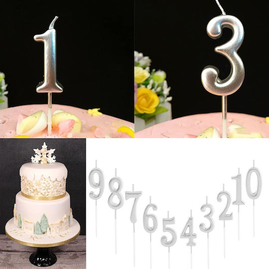Lumânare De Tort Flippy Număr 8 Design Petrecere 4.5 X 2.5 Cm Parafină Argintie