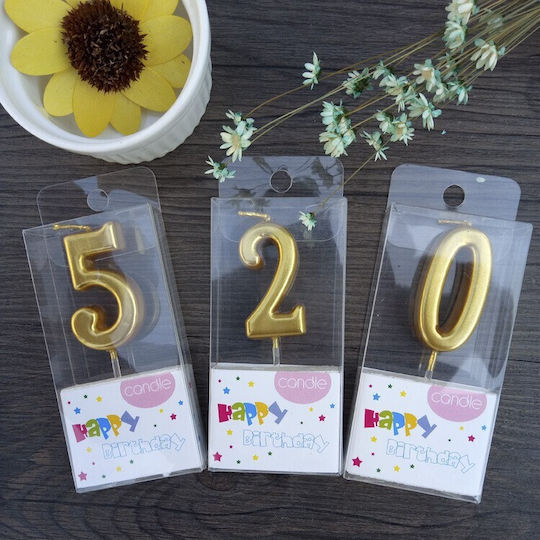 Cake Candle Flippy Number 2 Design Party 4.5 X 2.5 Cm Paraffin Gold