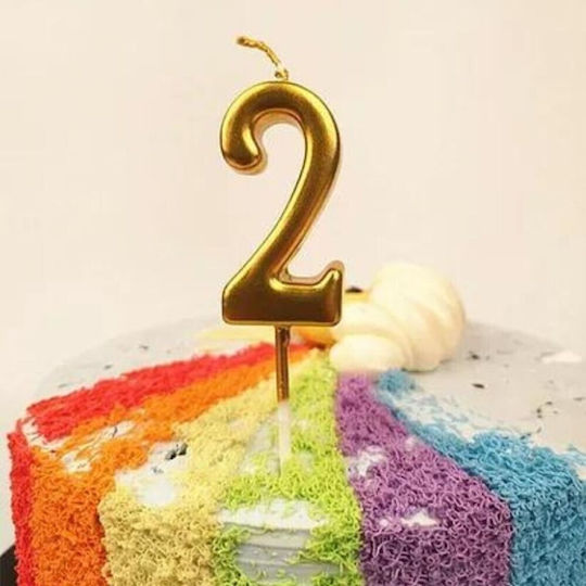 Cake Candle Flippy Number 2 Design Party 4.5 X 2.5 Cm Paraffin Gold