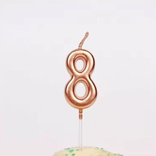 Lumânare De Tort Flippy Numărul 8 Design Petrecere 4.5 X 2.5 Cm Parafină Rose Gold