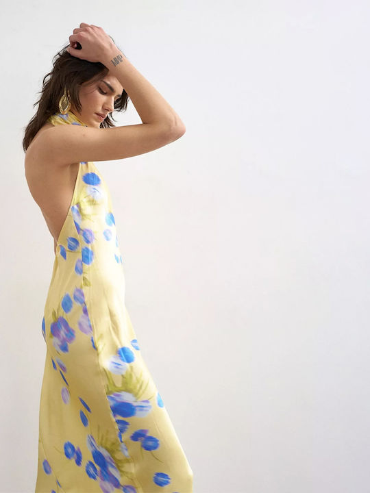 Summer Maxi Dress Yellow- Blue- Purple