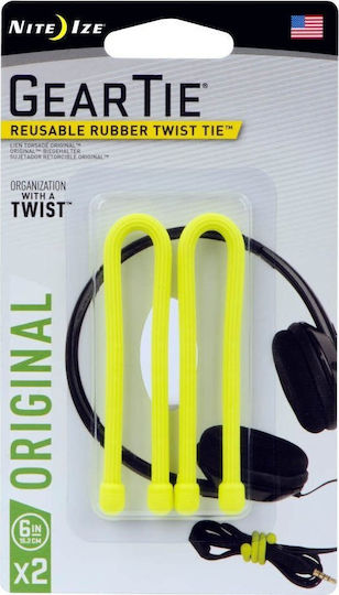 Nite-ize Elastischer Rucksack-Gurt Nite Ize Gear Tie 6'' 2 Stück Gelbe