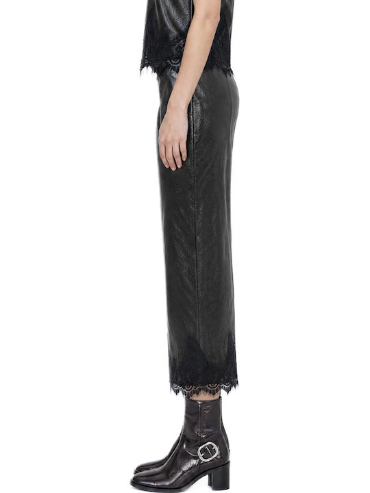 Leather Midi Skirt Black