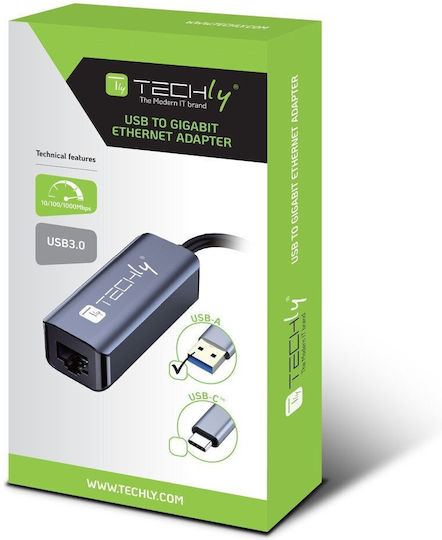 Techly Αντάπτορας Δικτύου USB με Ενσύρματη Σύνδεση Ethernet