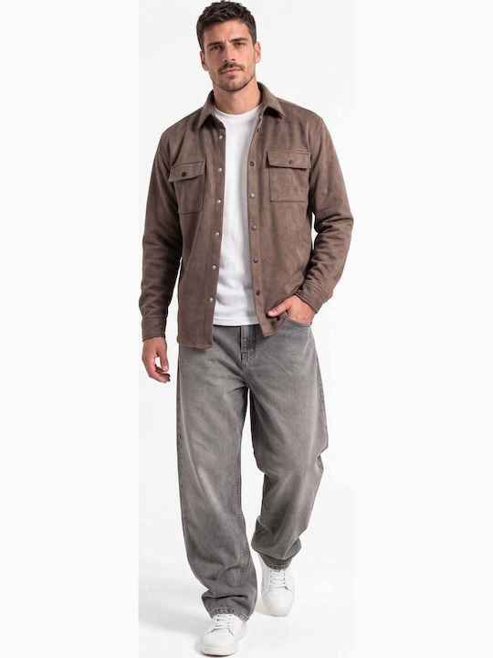 Alcantara Μακρυμάνικο Overshirt Καφε