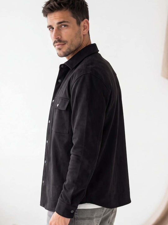 Alcantara Overshirt Cu Mânecă Lungă Negru