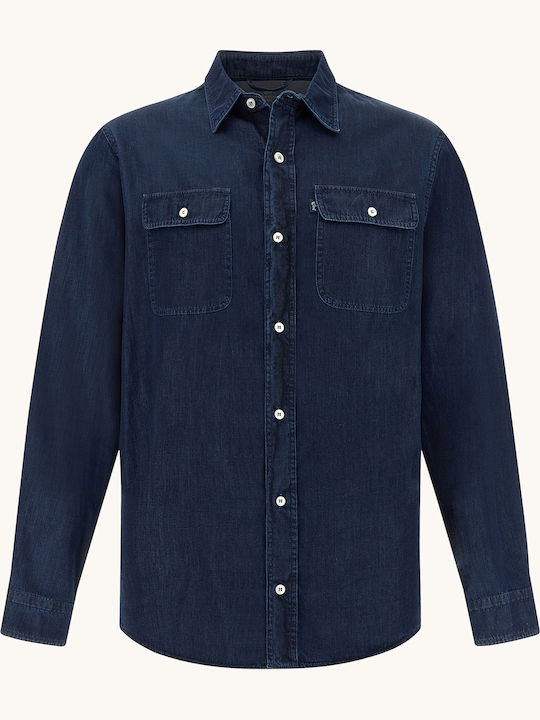 Long Sleeve Denim Overshirt In Regular Fit Dark Blue