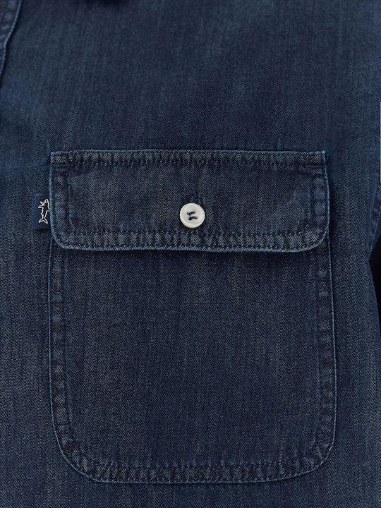Long Sleeve Denim Overshirt In Regular Fit Dark Blue