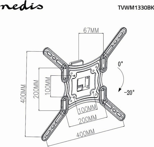 Nedis TVWM1330BK Стенна Телевизионна Стойка с Удължително Рамо до 30 кг Черна