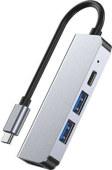 Tech-Protect v2 Hub mit 4 Anschlüssen mit USB-C Verbindung Grau