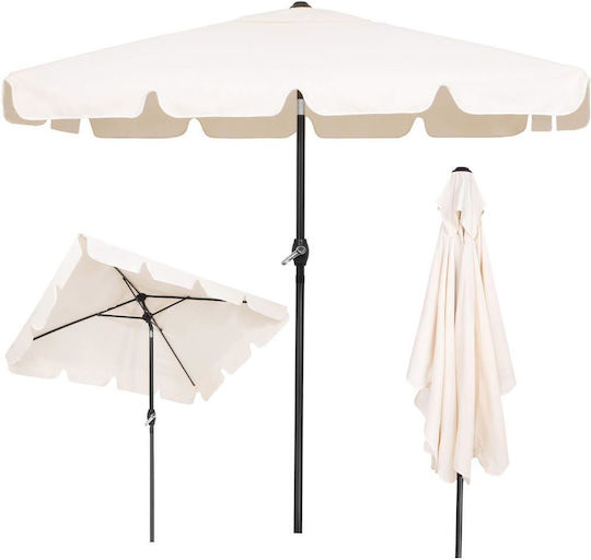 Umbrelă Pătrată Metalică Ecru 1.95x1.22m
