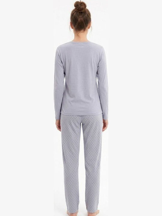Soccus Set De Pijamale Dama De Iarnă Din Bumbac Albastru