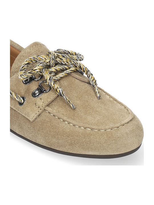 Suede Damen Mokassins in Beigen Farbe