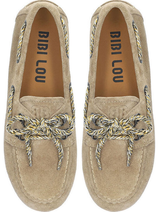 Suede Damen Mokassins in Beigen Farbe