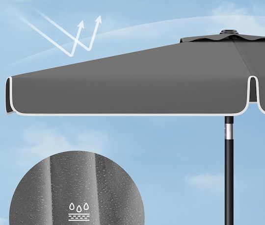 Umbrelă Pătrată Metalică Gri 3x2m