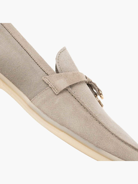 Loafers Dama din Piele în Culoare Gri