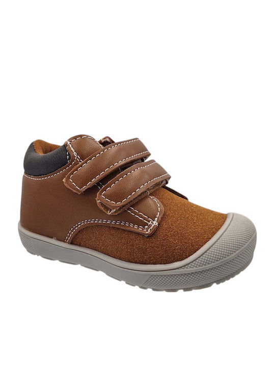 Kids Sneakers High Anatomic with Hoop & Loop Closure Tabac Brown