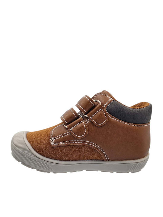 Kids Sneakers High Anatomic with Hoop & Loop Closure Tabac Brown
