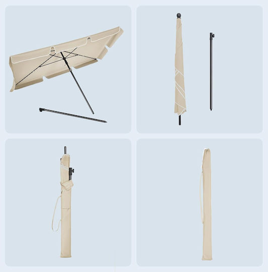 Umbrelă Pătrată Metalică Bej 2.3x1.5m