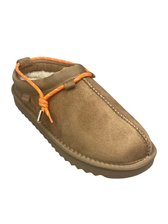 Winter Damen Hausschuhe Stiefeletten mit Pelz Beigen GY-08590-7-2