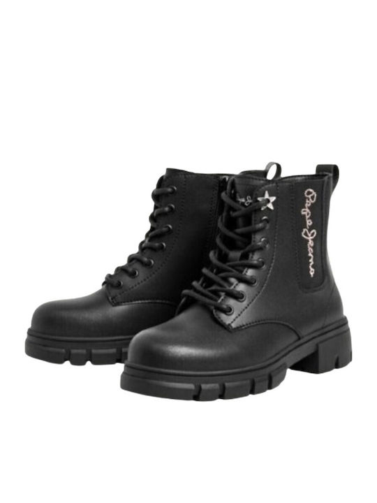 Pgs500012 Kinderstiefel mit Schnürsenkeln Schwarz