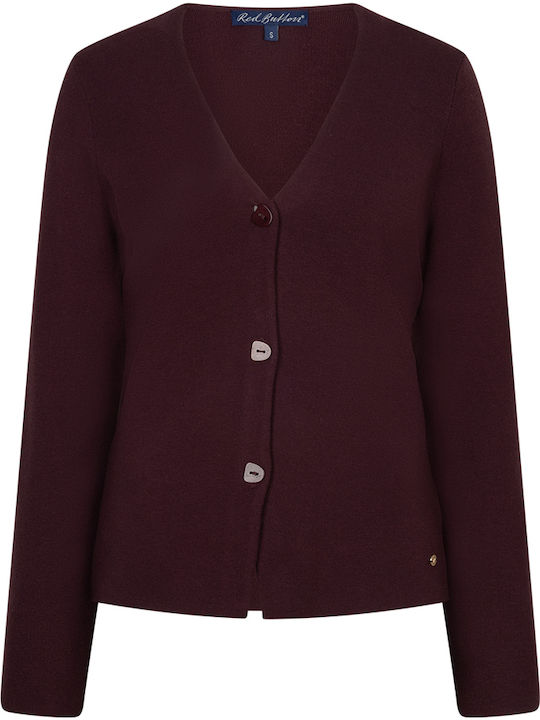 Gestrickte Damen Strickjacke Burgundisch