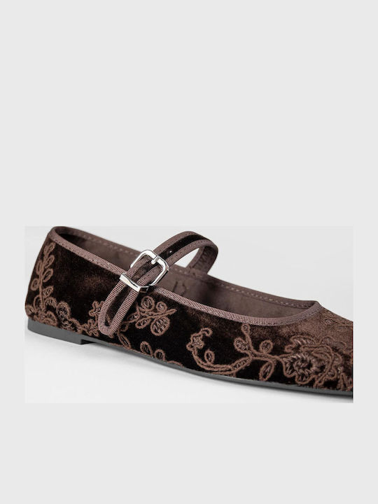 Damen Ballerinas Spitz zulaufend Braune