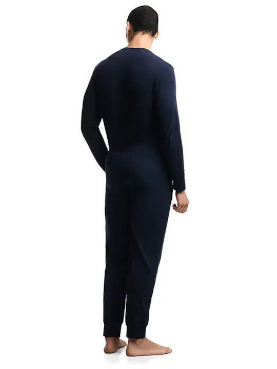 Emporio Armani Winter Herrenpyjama Blau