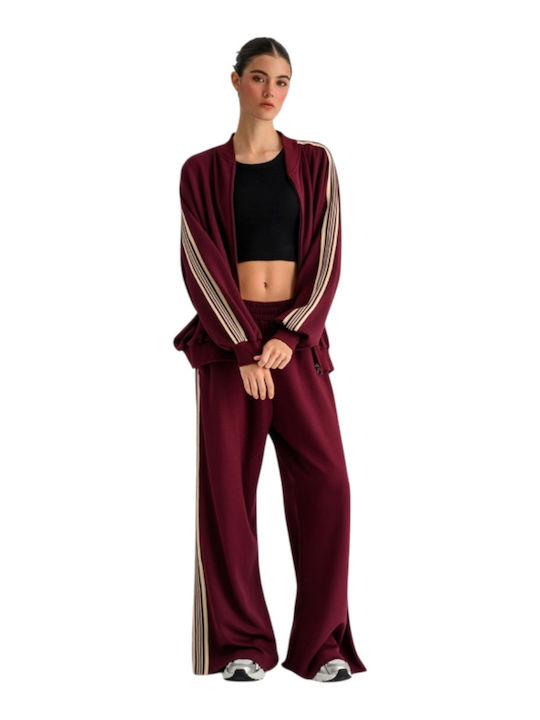 Damen Sweatshirt Burgundische Lange Strickjacke