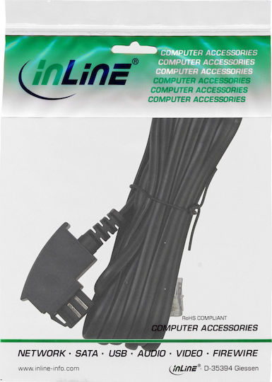 InLine Плосък телефонен кабел RJ11 6P4C 1m Черен