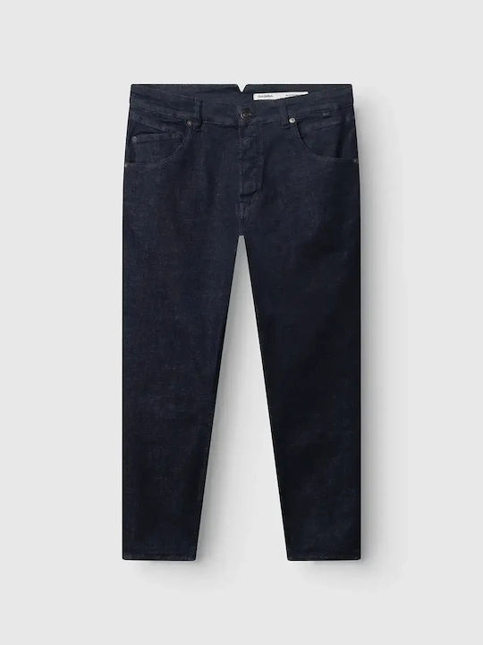 Alex Men's Jeans Pants Cropped Relaxed Tapered Fit Dark Blue