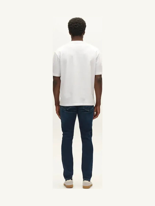Men's Jeans Pants Slim Straight Fit Dark Blue